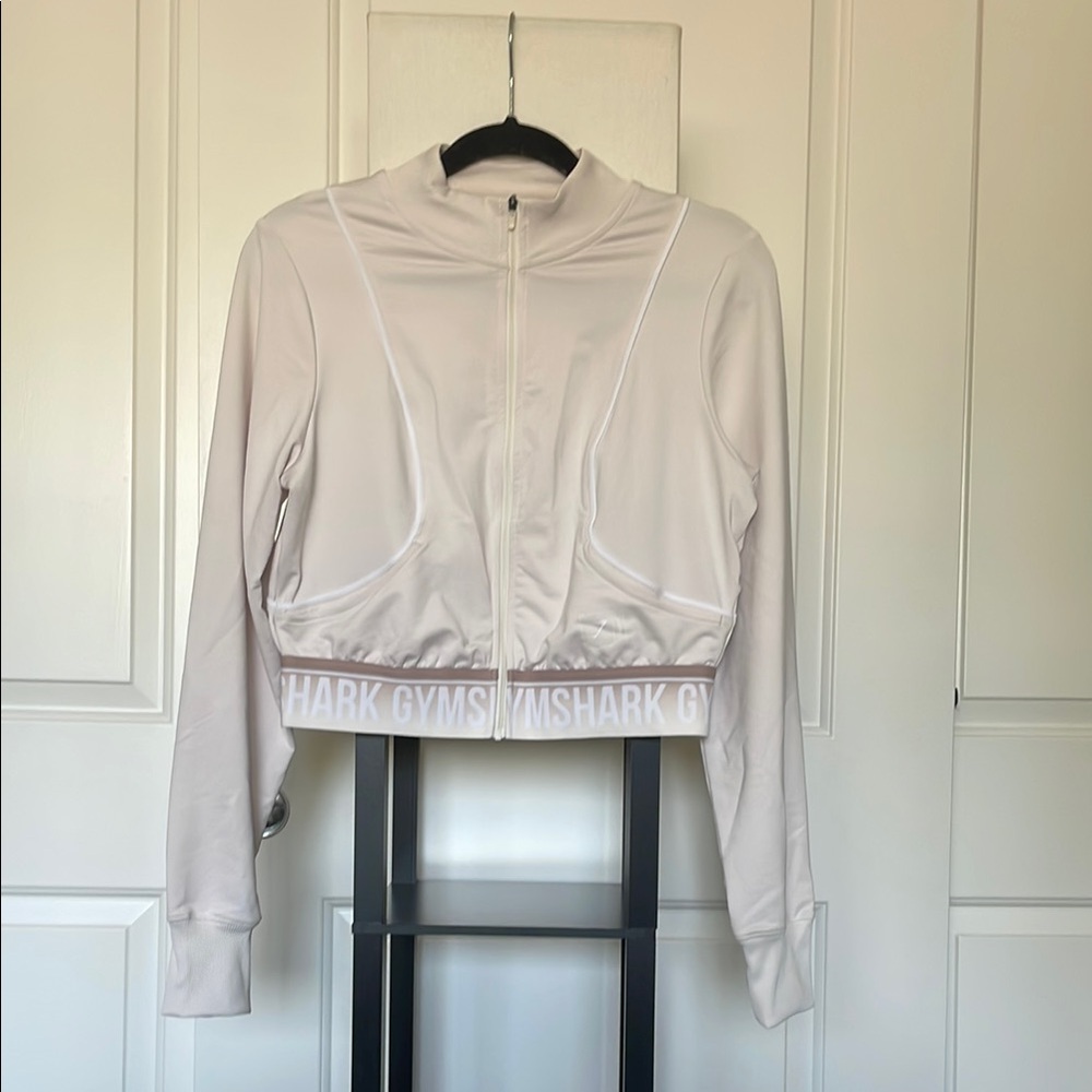 Gymshark Off-White Lightweight Bomber Style Zip-Up Jacket